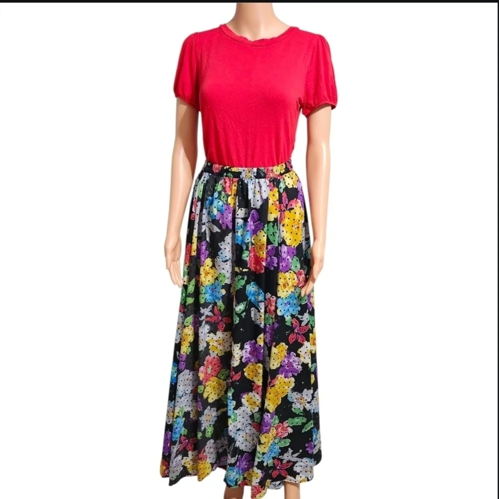 Magic Multicolor Floral A-Line Skirt